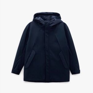 Zara Men's Navy coat/jacket size large with hood
